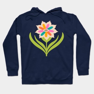 TAMI Mid-Century Modern Mod Floral Pointed Daisy in Bright Multi-Colours - UnBlink Studio by Jackie Tahara Hoodie